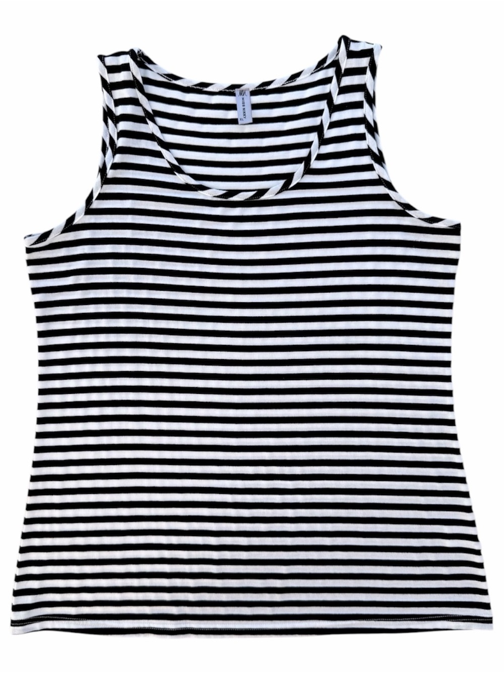 Miss Nikky Black and White Striped Tank Top Scoop Neck Tank Top ~ Women’s XL